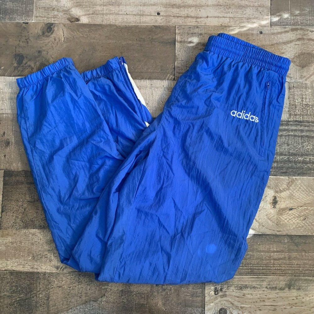Vintage ADIDAS Track Pants Large Blue Windbreaker